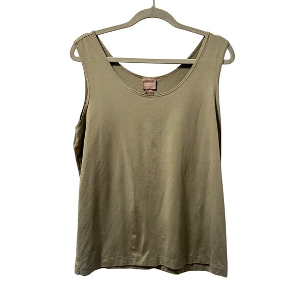 Chicos Olive Green Sleeveless Tank Top Size L Nylon/Spandex Womens - Picture 1 of 12